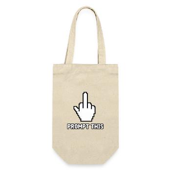 Anti-KI – Mittelfinger – Prompt dafür! Scheiß auf KI-Zeug - Geschenkbeutel für Flaschen - Natur - Vorne