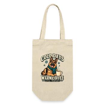 Deutscher Schäferhund Winterkaffee – Loyale Firma - Geschenkbeutel für Flaschen - Natur - Vorne