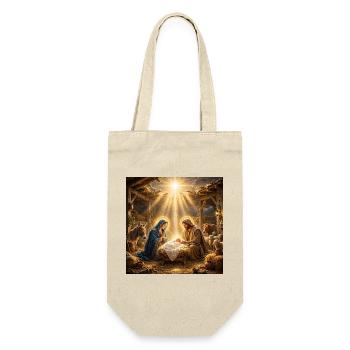 Jesus, katholisch, Krippe, Beten zu Jesus, Christ - Geschenkbeutel für Flaschen - Natur - Vorne