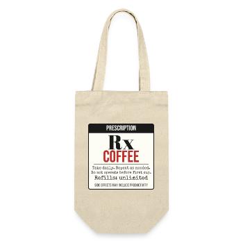 Rezept: Kaffee – Täglich einnehmen - Geschenkbeutel für Flaschen - Natur - Vorne