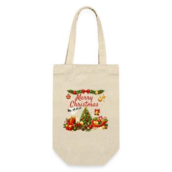 Helles und traditionelles Weihnachten - Geschenkbeutel für Flaschen - Natur - Vorne
