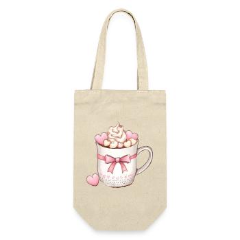 Herzcreme-Tasse - Geschenkbeutel für Flaschen - Natur - Vorne