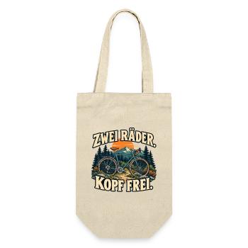Zwei Räder, Kopf frei - Fahrrad und Natur - Geschenkbeutel für Flaschen - Natur - Vorne