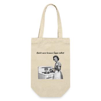 Retro Hausfrau Mittelfinger - Rebellisch - FCK AFD - Geschenkbeutel für Flaschen - Natur - Vorne