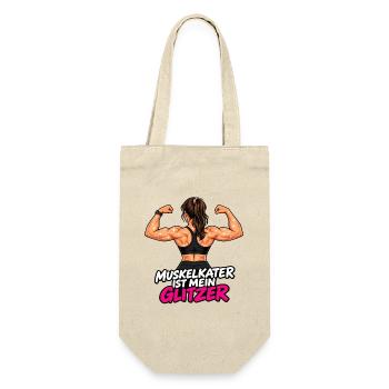 Muskelkater ist mein Glitzer -Damen Fitness Outfit - Geschenkbeutel für Flaschen - Natur - Vorne