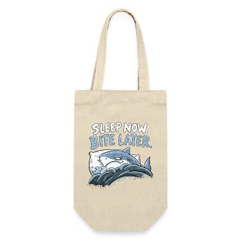 Sleep Now Bite Later Hai Schlaf Humor Haifamilie - Geschenkbeutel für Flaschen - Natur - Vorne