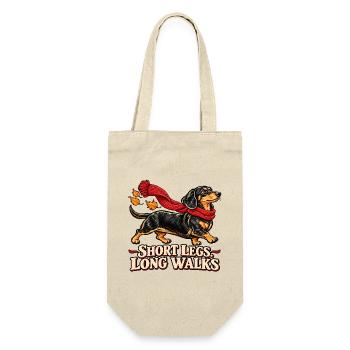 Short Legs Long Walks - Dackel mit Schal - Geschenkbeutel für Flaschen - Natur - Vorne