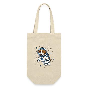 Hund Astronaut Helm Weltraum Hunde Vektor Shirt - Geschenkbeutel für Flaschen - Natur - Vorne