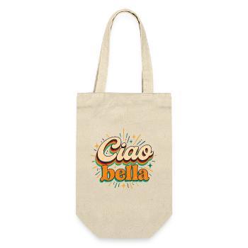 Ciao Bella - Italien - Italy - Italia - Gruss - Geschenkbeutel für Flaschen - Natur - Vorne