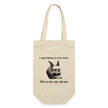 I stopped fighting my inner demons - Totenkopf - Geschenkbeutel für Flaschen - Natur - Vorne