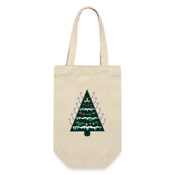 Weihnachtsbaum, Golfen Golfschläger - Geschenkbeutel für Flaschen - Natur - Vorne