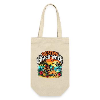 Resting Beach Witch Tropisches lustiges Halloween - Geschenkbeutel für Flaschen - Natur - Vorne