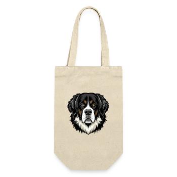 Bernhardiner Hundekopf - Geschenkbeutel für Flaschen - Natur - Vorne
