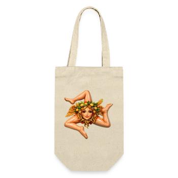 Sizilianische Trinacria - Geschenkbeutel für Flaschen - Natur - Vorne