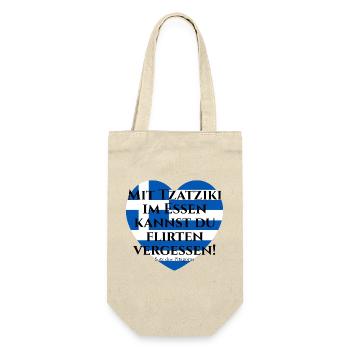 MIT TZATZIKI KANNST DU FLIRTEN VERGESSEN PITAGORAS - Geschenkbeutel für Flaschen - Natur - Vorne