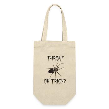 Threat or Trick - Spinne Halloween Wortspiel - Geschenkbeutel für Flaschen - Natur - Vorne
