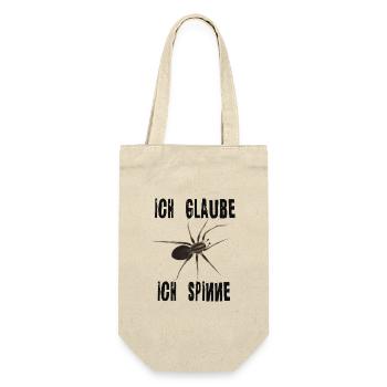 Ich glaube ich spinne - Spinne Spruch - Geschenkbeutel für Flaschen - Natur - Vorne