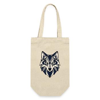 Geometrischer Wolf Kopf Dreiecke Vektor Shirt - Geschenkbeutel für Flaschen - Natur - Vorne