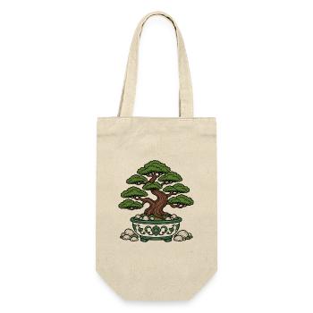Bonsai Baum Schale Steine Zen Natur Vektor Shirt - Geschenkbeutel für Flaschen - Natur - Vorne