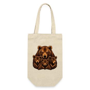 Weibliche Bären und Bärenjungen - Geschenkbeutel für Flaschen - Natur - Vorne