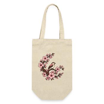 Kirschblüte Vogel Sakura Japan Natur Vektor Shirt - Geschenkbeutel für Flaschen - Natur - Vorne