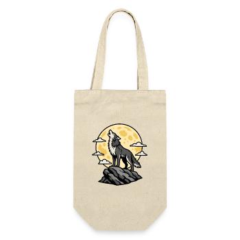 Heulender Wolf Vollmond Nacht Wildnis Vektor Shirt - Geschenkbeutel für Flaschen - Natur - Vorne