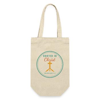Rooted in Christ – Colossians 2:7 Christian - Geschenkbeutel für Flaschen - Natur - Vorne