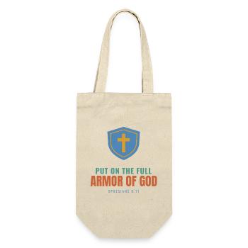 Put On The Full Armor Of God – Ephesians 6:11 - Geschenkbeutel für Flaschen - Natur - Vorne