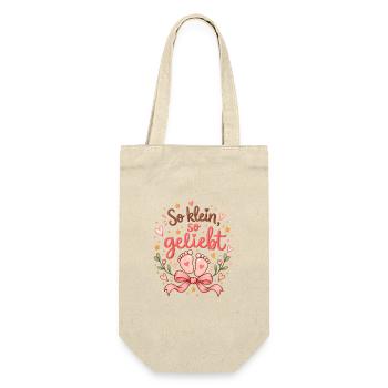 So klein geliebt – Babymotiv Herzen - Geschenkbeutel für Flaschen - Natur - Vorne