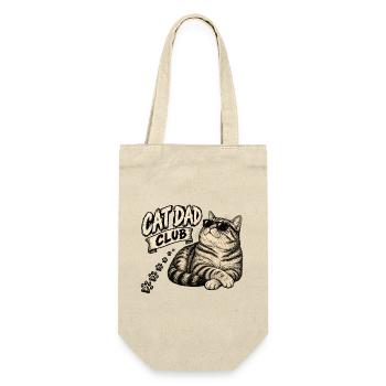 cool dad club - coole Katze - Geschenkbeutel für Flaschen - Natur - Vorne