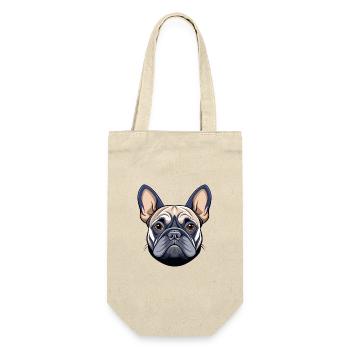 Französischer Bulldoggenkopf - Geschenkbeutel für Flaschen - Natur - Vorne
