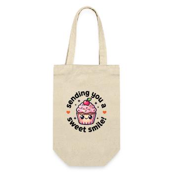 Kawaii Cupcake Always Keep A Sweet Smile Geschenk - Geschenkbeutel für Flaschen - Natur - Vorne