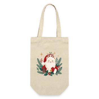 Weihnachtskatze mit Mäusen - Geschenkbeutel für Flaschen - Natur - Vorne