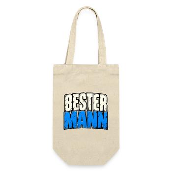 Bester Mann – Lustiger Männer Spruch - Geschenkbeutel für Flaschen - Natur - Vorne