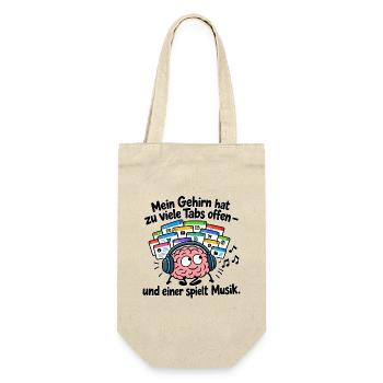 Gehirn mit offenen Tabs und Musik - Geschenkbeutel für Flaschen - Natur - Vorne
