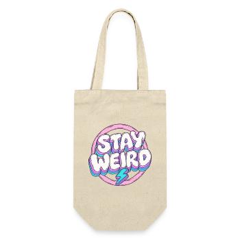 Stay Weird Pastell-Schriftzug mit Blitz - Geschenkbeutel für Flaschen - Natur - Vorne