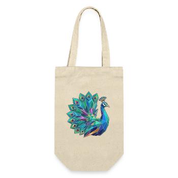 Poly Stil Pfau - Geschenkbeutel für Flaschen - Natur - Vorne