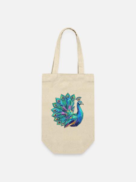 Poly Stil Pfau - Geschenkbeutel für Flaschen - Natur
