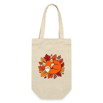 Schlafender Fuchs Herbstblätter Natur Vektor Shirt - Geschenkbeutel für Flaschen - Natur - Vorne