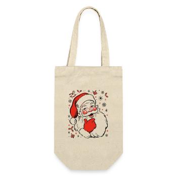 Fröhlicher Weihnachtsmann Sketch - Geschenkbeutel für Flaschen - Natur - Vorne