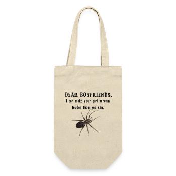 Dear Boyfriends - Spinne lässt Freundin schreien - Geschenkbeutel für Flaschen - Natur - Vorne