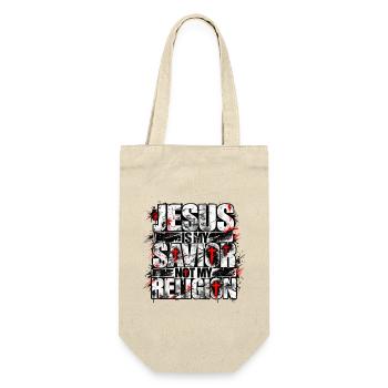 Jesus Is My Savior Not My Religion | Christlich - Geschenkbeutel für Flaschen - Natur - Vorne