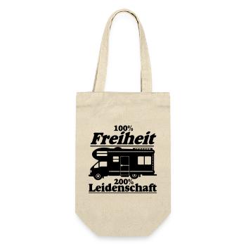 Wohnmobil,Camping,Fun Shirt,Wohnmobil Freiheit(25) - Geschenkbeutel für Flaschen - Natur - Vorne