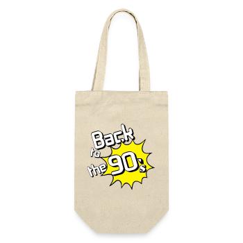 90er Party , Mottoparty , 90er Jahre Back to (25) - Geschenkbeutel für Flaschen - Natur - Vorne