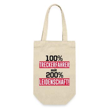 Traktor , Treckerfahrer 200% Leidenschaft ...(25) - Geschenkbeutel für Flaschen - Natur - Vorne