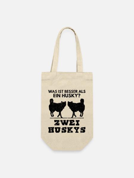 Husky Huskys Rasse Hundeliebhaber Hundehalter - Geschenkbeutel für Flaschen - Natur