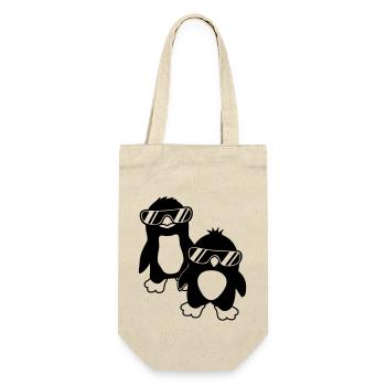 Crew Pinguine 2 Freunde - Geschenkbeutel für Flaschen - Natur - Vorne