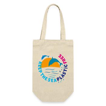 Delfine, keep the sea plastic free - Geschenkbeutel für Flaschen - Natur - Vorne