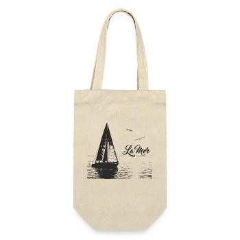 Das Meer - Segelboot und 2 Möwen - Geschenkbeutel für Flaschen - Natur - Vorne