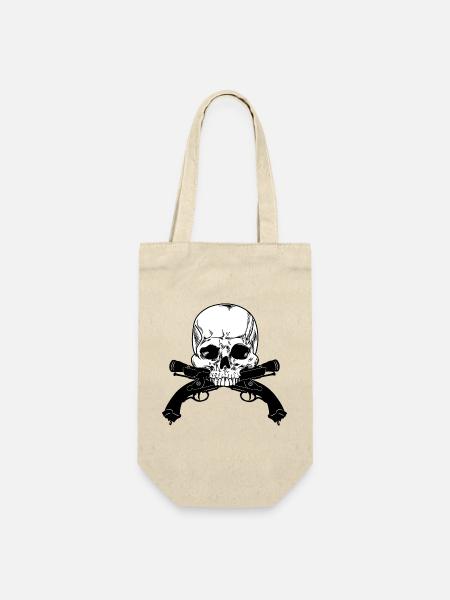 Totenkopfpistolen-Duell - Geschenkbeutel für Flaschen - Natur
